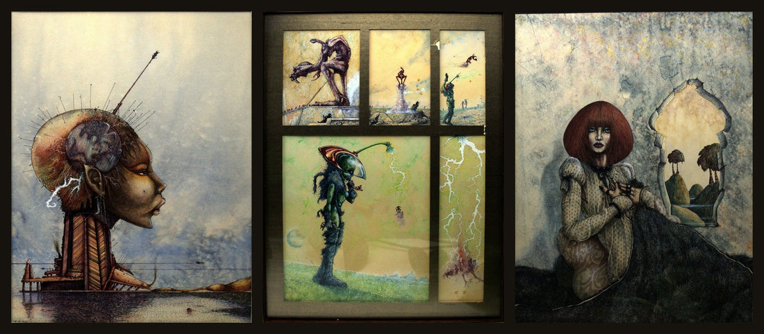 Asceline, Starseer and Lass is Sophia: three original paintings by John Blanche
