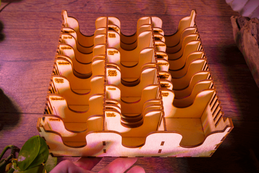Kingdom Death: Monster – Laser-Cut Wood Gear Card Organizer Tray (Kickstarter Backer Accessory)