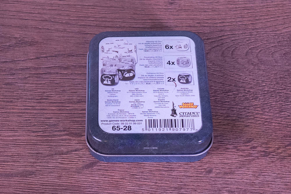 Warhammer 40,000: Vehicle Damage Dice Tin – Chaos Space Marines (Games Workshop • OOP • 65-28)